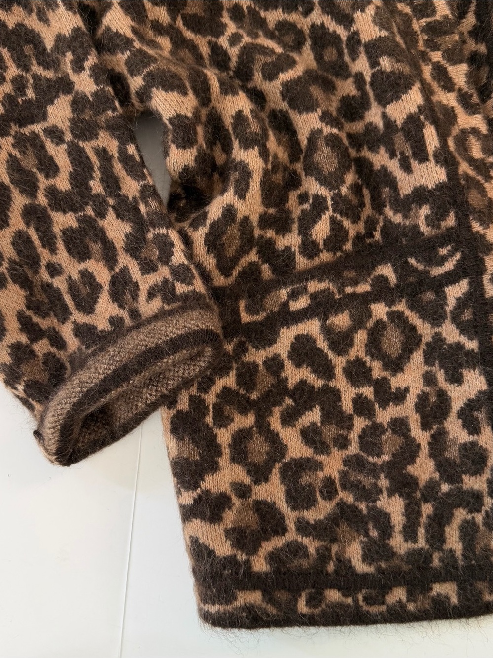 Sezane Cardigan Sweater Womens XXXL Nathael Leopard Mohair Cardigan - Picture 3 of 9